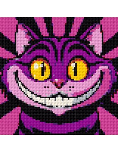 Chat du Cheshire | Tableau Pixel Art Pop Art en Briques