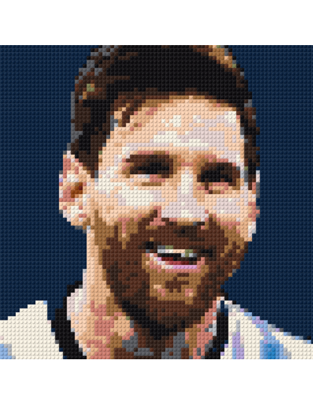 Lionel Messi – Portrait Football en Pixel Art Briques