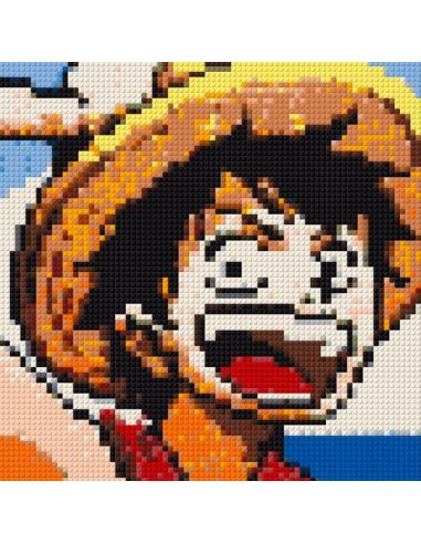 Luffy One Piece | Tableau Pixel Art en Briques
