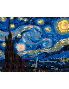 La noche estrellada Van Gogh | Cuadro Pixel Art en Bloques