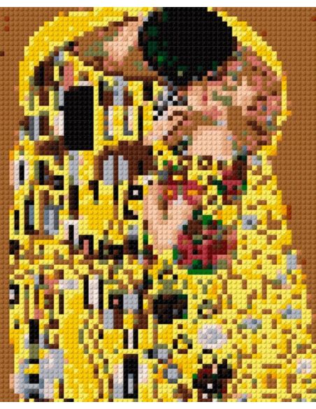 El beso – Gustav Klimt en mosaico Pixel Art