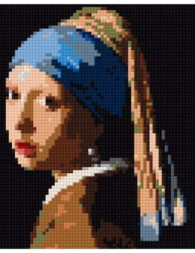 Girl with a Pearl Earring Vermeer | Brick Pixel Art