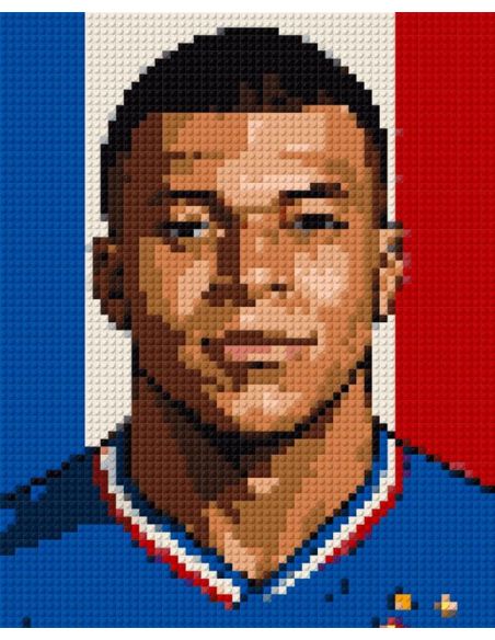 Kylian Mbappé – Star du Football en Pixel Art Briques